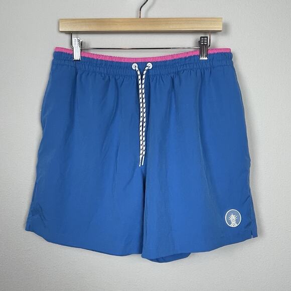 Chubbies Men's Swim Trunks XL Blue Pink Trim Drawstring Waist 5.5” Inseam Beachw - Picture 1 of 7